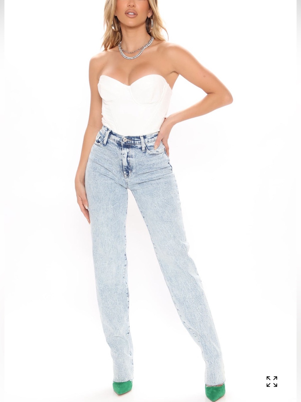 Fashion Nova High-Rise Light Acid Wash Jeans - Blue